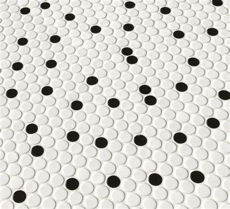 Domino White And Black Penny Round Mosaic Tile Bombay Tile