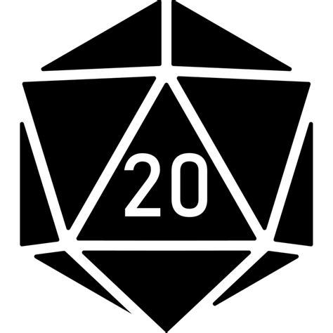 Dice D20 Sign Icon Flat Black White Geometrical Outline Icons In Svg