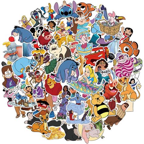 100pcs Cute Disney Character Stickers Graffiti Sticker Etsy