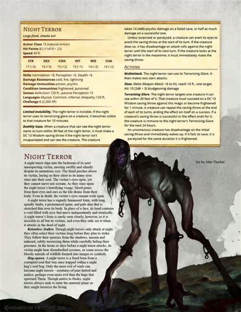 Pin By Will Rice On Dnd Creatures Bosses In Dnd Dragons Night Terror Dnd Monsters