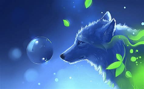 Hd Wallpaper Spirit Of Plants White Wolf On Front Of Bubble