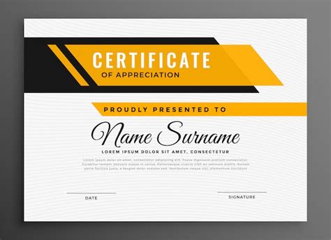 Free Vector Certificate Award Diploma Template In Yellow Color