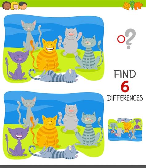 Premium Vector Find Differences Educational Game With Cats