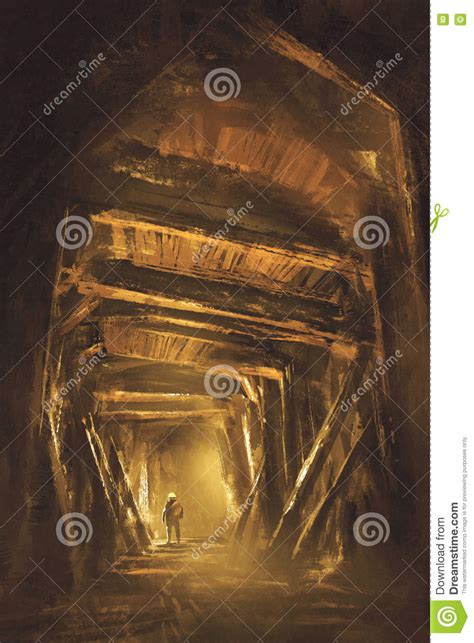 Inside Of The Mine Shaft Stock Illustration Illustration Of Tunnel