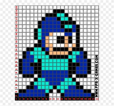 Mega Man Pixel Art Grid