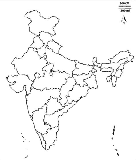 Download India Transparent Line Drawing India Outline Map With States