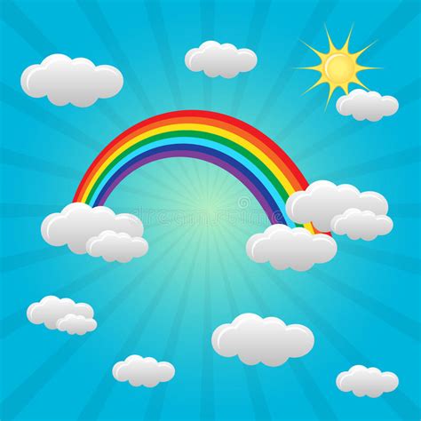 Rainbow Background With Clouds Stock Vector Illustration Of Positive