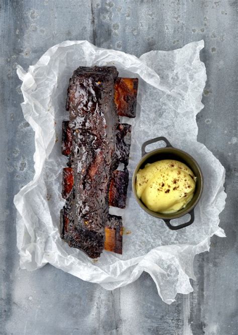 Coffee Glazed Short Rib Of Beef With Creamed Potato And Roasted Carrots