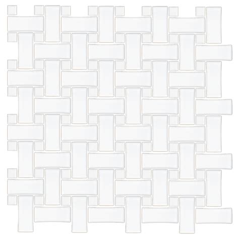 Basketweave Matte White With White Porcelain Mosaic Wall And Floor Tile