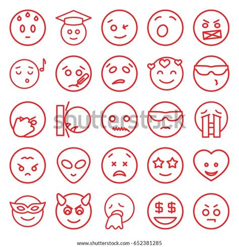 Emoji Icons Set Set 25 Emoji Stock Vector Royalty Free 652381285