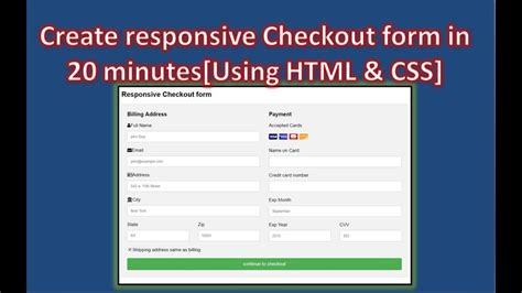 How To Create A Checkout Form With Css Html Create Responsive Checkout Form Html Css Youtube