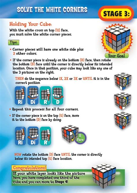 How to solve a rubix cube step 6. Rubik's 3x3 Solving Guide Stage 3 Page 4 | Children and Babies Help | Pinterest | Stage, Cube ...