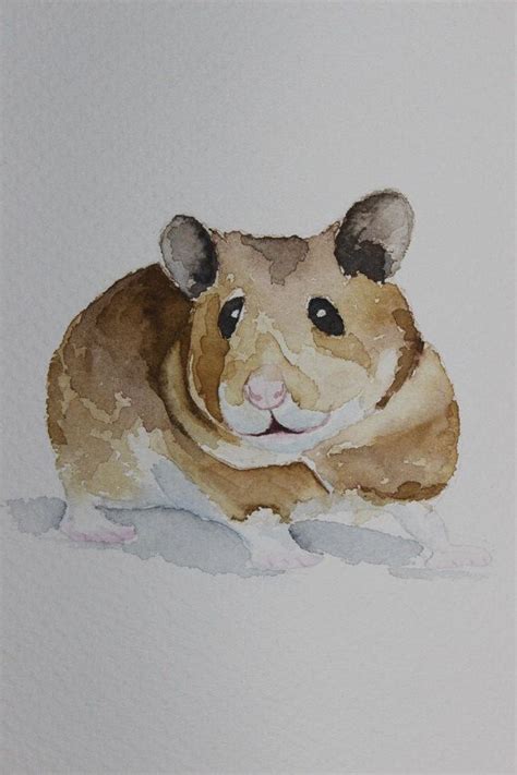 Original Watercolor Painting Hamster Painting By Paintingbyzofial