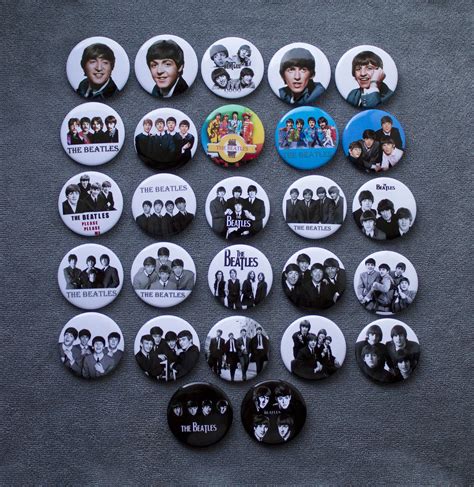 Pin Button Badge The Beatles Music Group A Set Of 27 Pieces Etsy