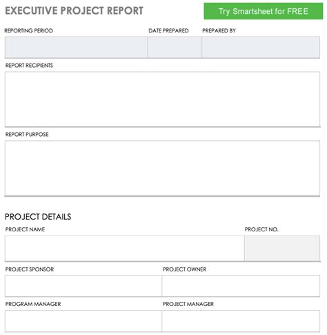 Executive Project Status Report Template Exceltemplate