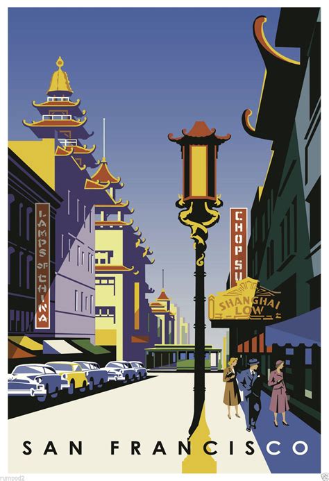 vintagetravel poster san francisco china town 2 13x19 inches travel posters vintage travel