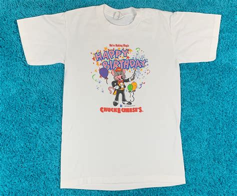 S Vtg 90s 1992 Chuck E Cheese Pizza Birthday Party T Shirt 70 146