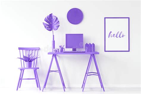 Home Office With Purple Furniture Stock Image Image Of Inspiration