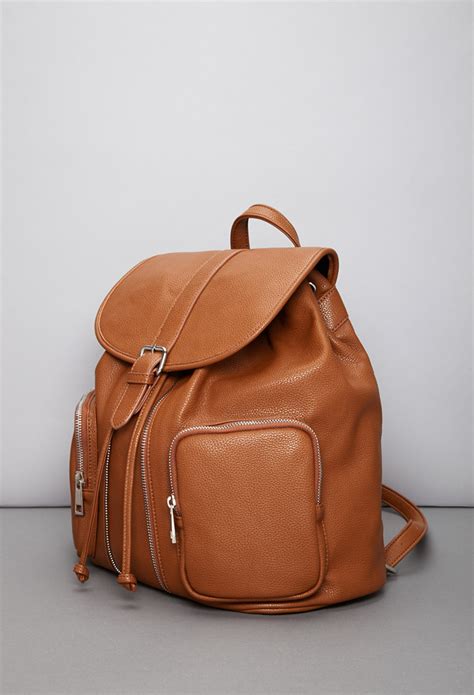 Forever 21 Faux Leather Drawstring Backpack In Brown Tan Lyst
