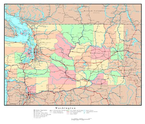 Laminated Map Large Detailed Roads And Highways Map Of Washington My