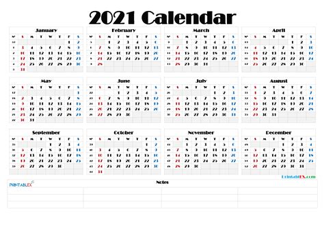 2021 12 Month Printable Calendar Free Free Printable 2021 Yearly