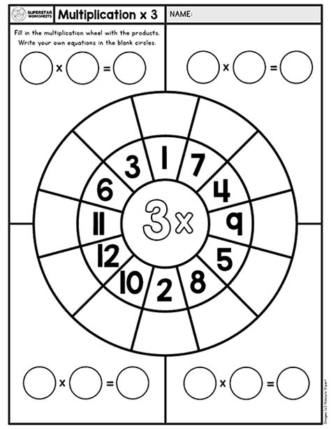 Multiplication Wheels Superstar Worksheets