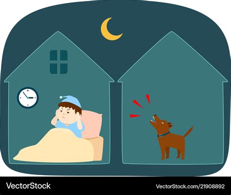 Neighbor Dog Barking Loudly At Night Cartoon Vector Image