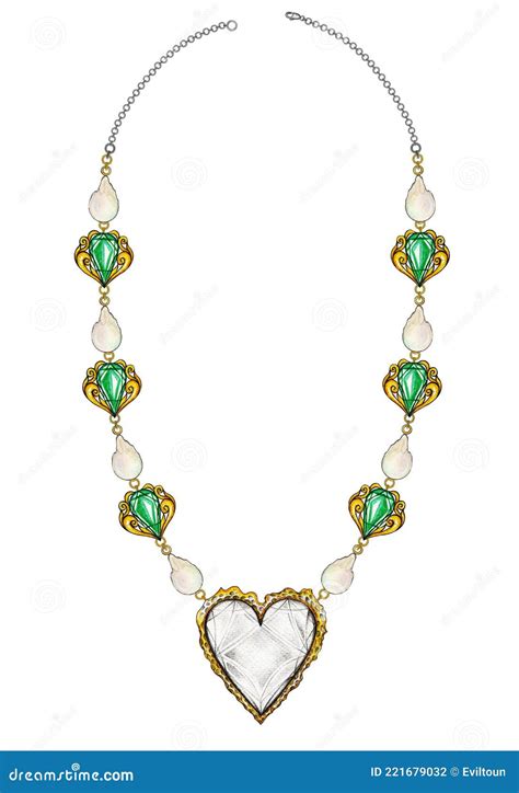 Jewelry Design Art Vintage Mix Heart Long Necklace Stock Photo Image