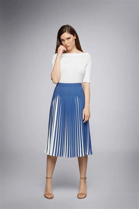 Azure Blue Pleated Two Tone Midi Skirt Midi Skirt Pleated Fashion Blue Midi Skirt