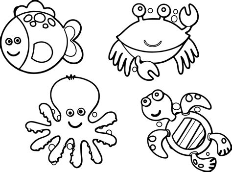 Sea Life Animals Coloring Page