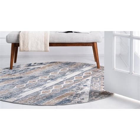 The Twillery Co® Josephus Geometric Pattern Navy Blueivory Area Rug