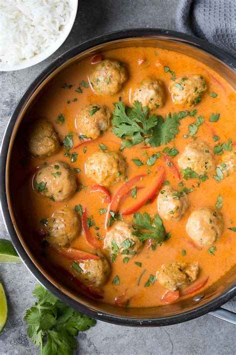 Easy, healthy and the best ground chicken meatballs recipe, so easy to make and everyone loves them. Chicken Meatballs with Thai Coconut Curry - Stephanie Kay ...