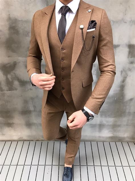 Crofton Brown Slim Fit Suit Bespoke Daily Fashion Suits For Men