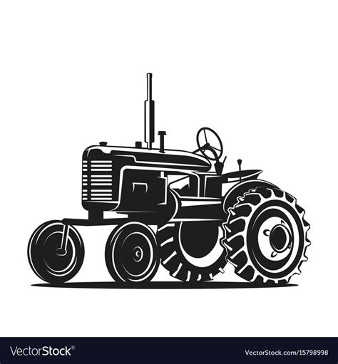 Old Tractor On White Background Vector Illustration Download A Free