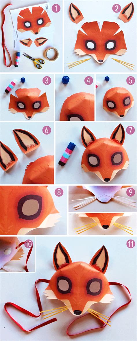 Fox Mask Template Printouts Crafts To Dress Up Parties Easy Costumes