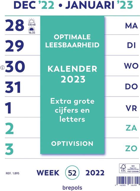 Brepols Optivision Kalender Nederlandstalig 2023