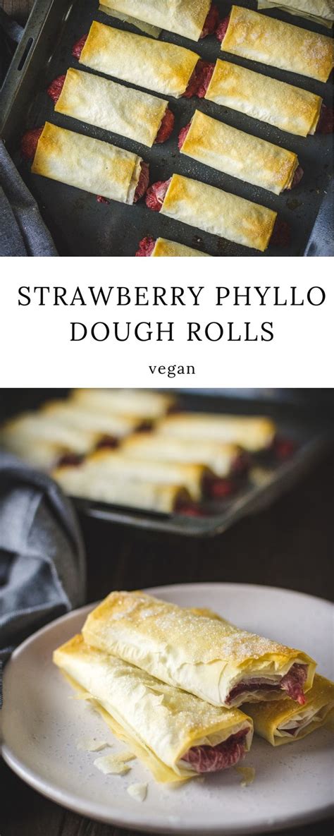 Phyllo dough is easy to make, and the difference in taste when using it to make sweet and savory pies is worth learning how. Strawberry phyllo dough rolls is a delicious, quick and easy vegan dessert recipe made with ...