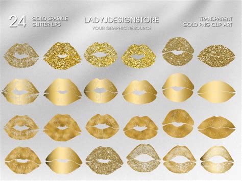 Gold Glitter Sparkle Lips Clip Art Metalic Gold Lips Gold Etsy
