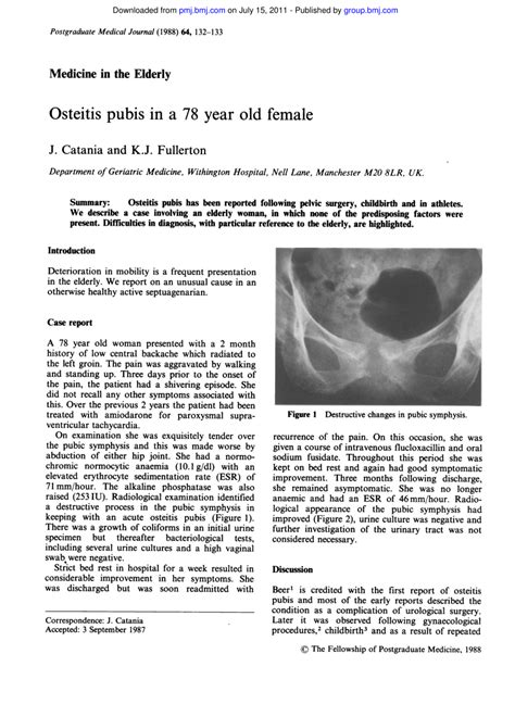 Pdf Osteitis Pubis In A 78 Year Old Female