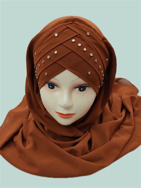Chiffon Embroidery Brown Islamic Hijab Size Large At Rs 115piece In