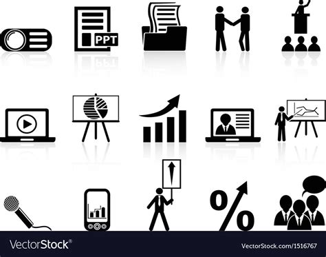 Business Presentation Icons Set Royalty Free Vector Image
