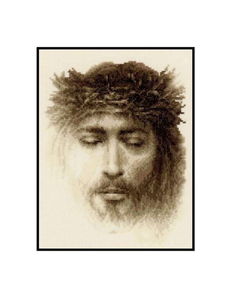Jesus Christ Crown Of Thorns Cross Stitch Instant Download Pdf Etsy