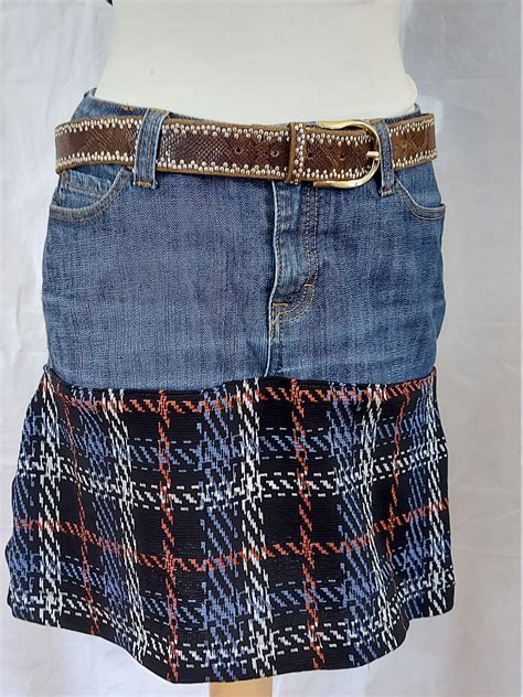 Upcycled Denim Skirt Etsy