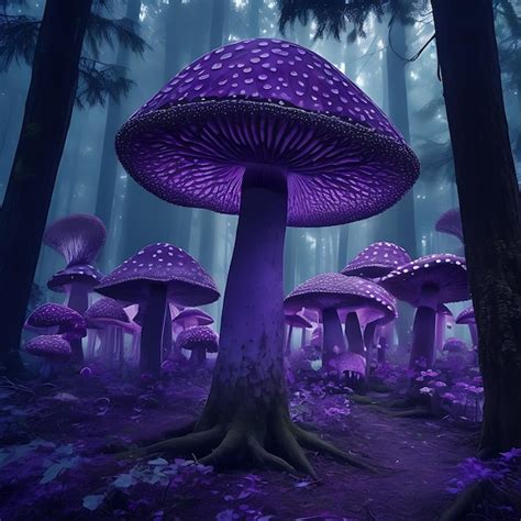 Premium Ai Image Big Magic Purple Insane Forest Mushrooms