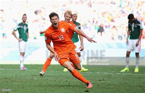 Klaas Jan Huntelaar Of The Netherlands Celebrates Scoring His Teams