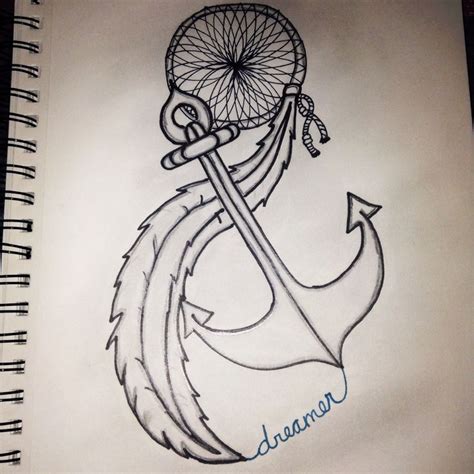 My Drawing Of An Anchor With A Feather And Dreamer Dreamcatcher
