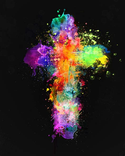 A Cross Shape Made Out Of Paint Splatters Royalty Free Stock Image