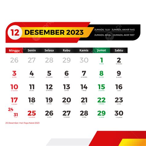 Kalender Desember Lengkap Dengan Tanggal Merah Cuti Bersama Jawa