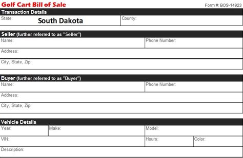 There are recreational players, club players, and professional players who compete in tournaments every month. South Dakota Golf Cart Bill of Sale - Free Template ...