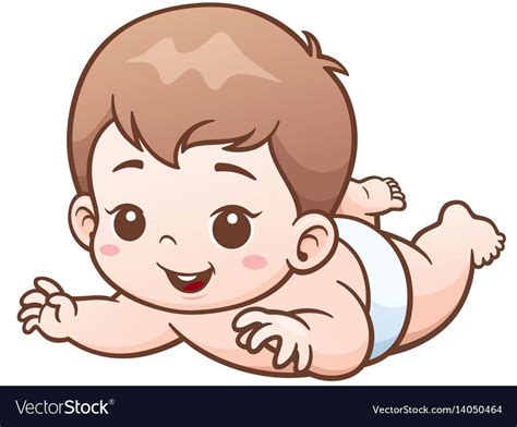 Vector Illustration Of Cartoon Cute Baby Learn To Crawl Download A